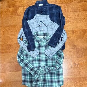 Janie and Jack Button-down Shirts Trio - Navy, Gray, Green